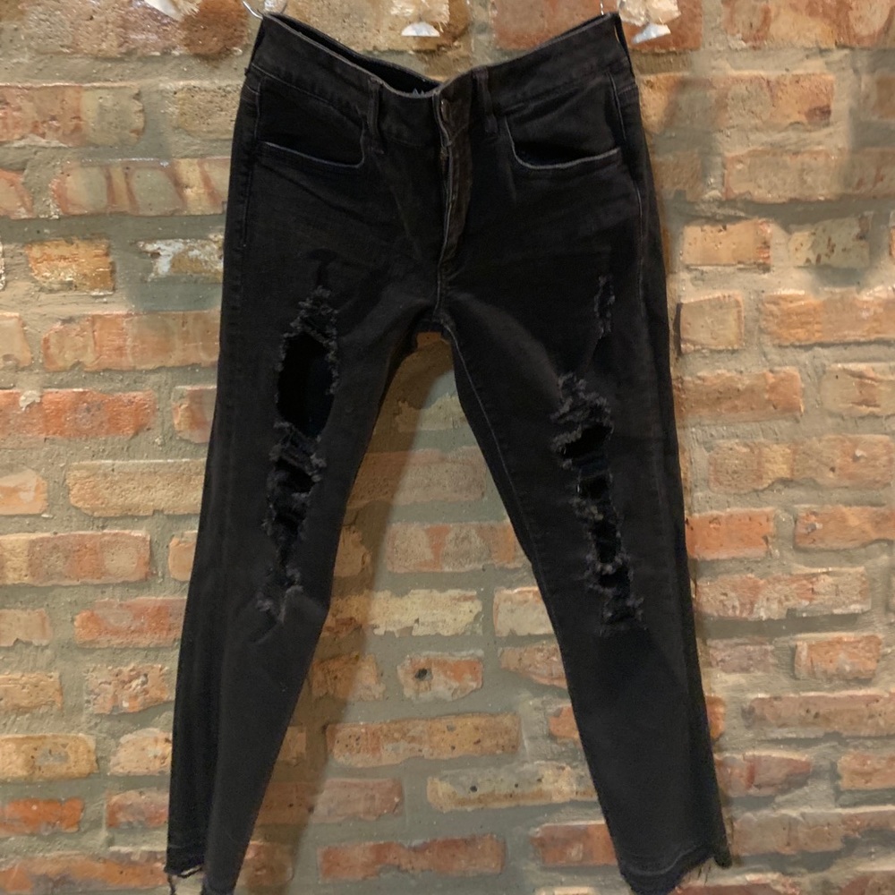 american eagle outfitters black jegging crop